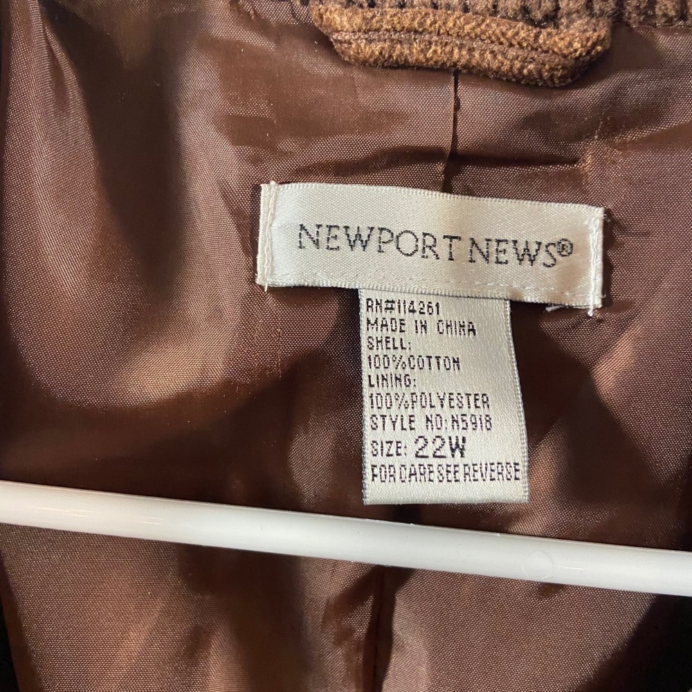 Corduroy Blazer Womens 22 Brown Cotton Wide Wale Academia Cottagecore heritage - Picture 3 of 7